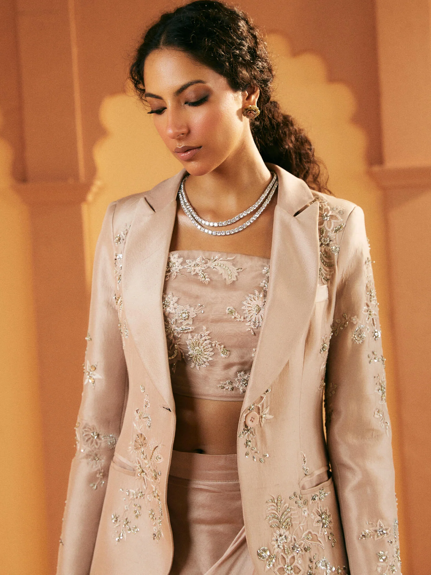 BLAZER, BLOUSE & PINCHED SKIRT - Image 2