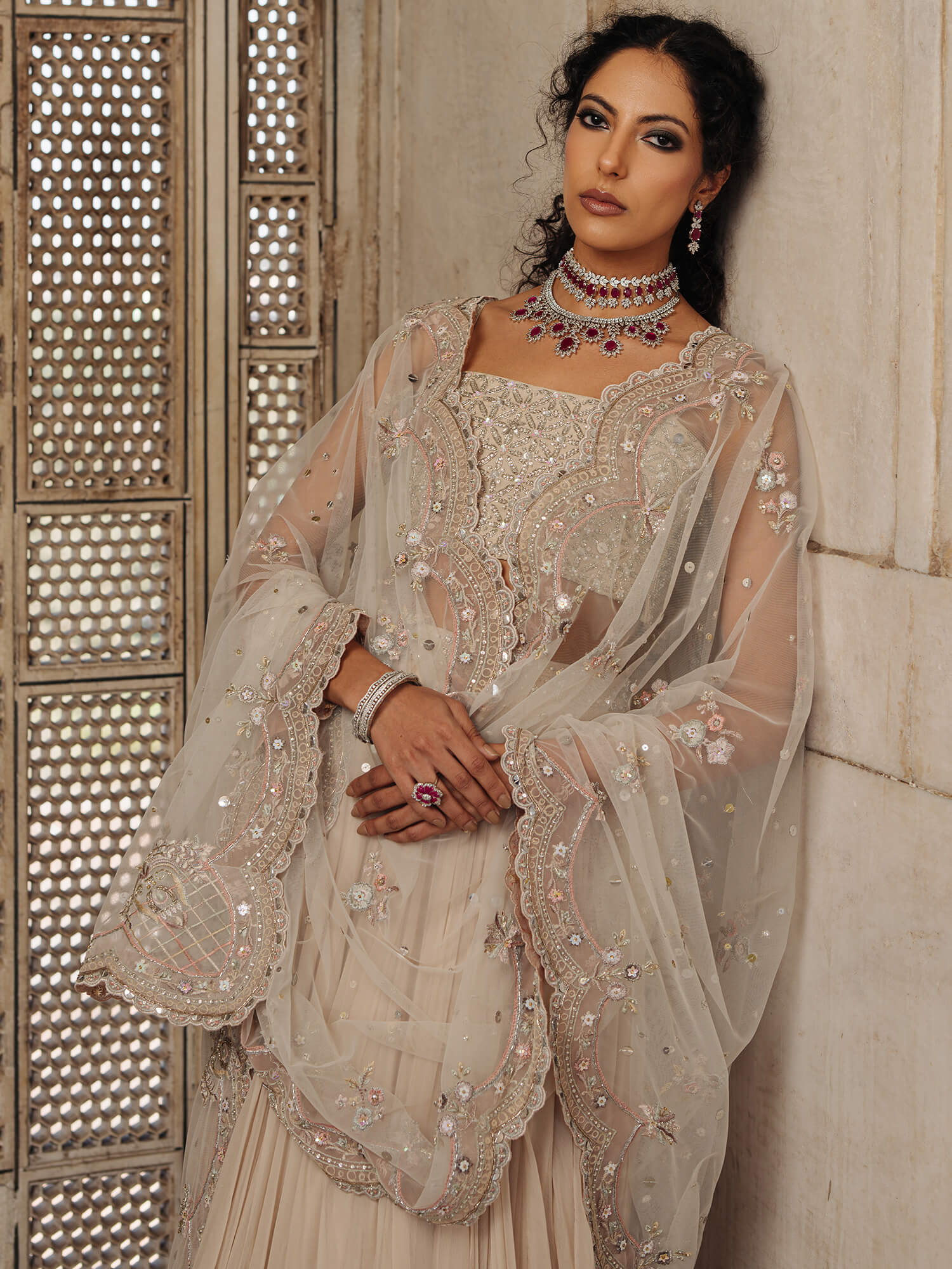 BLOUSE, SWIRLY LEHENGA & DUPATTA - Image 2