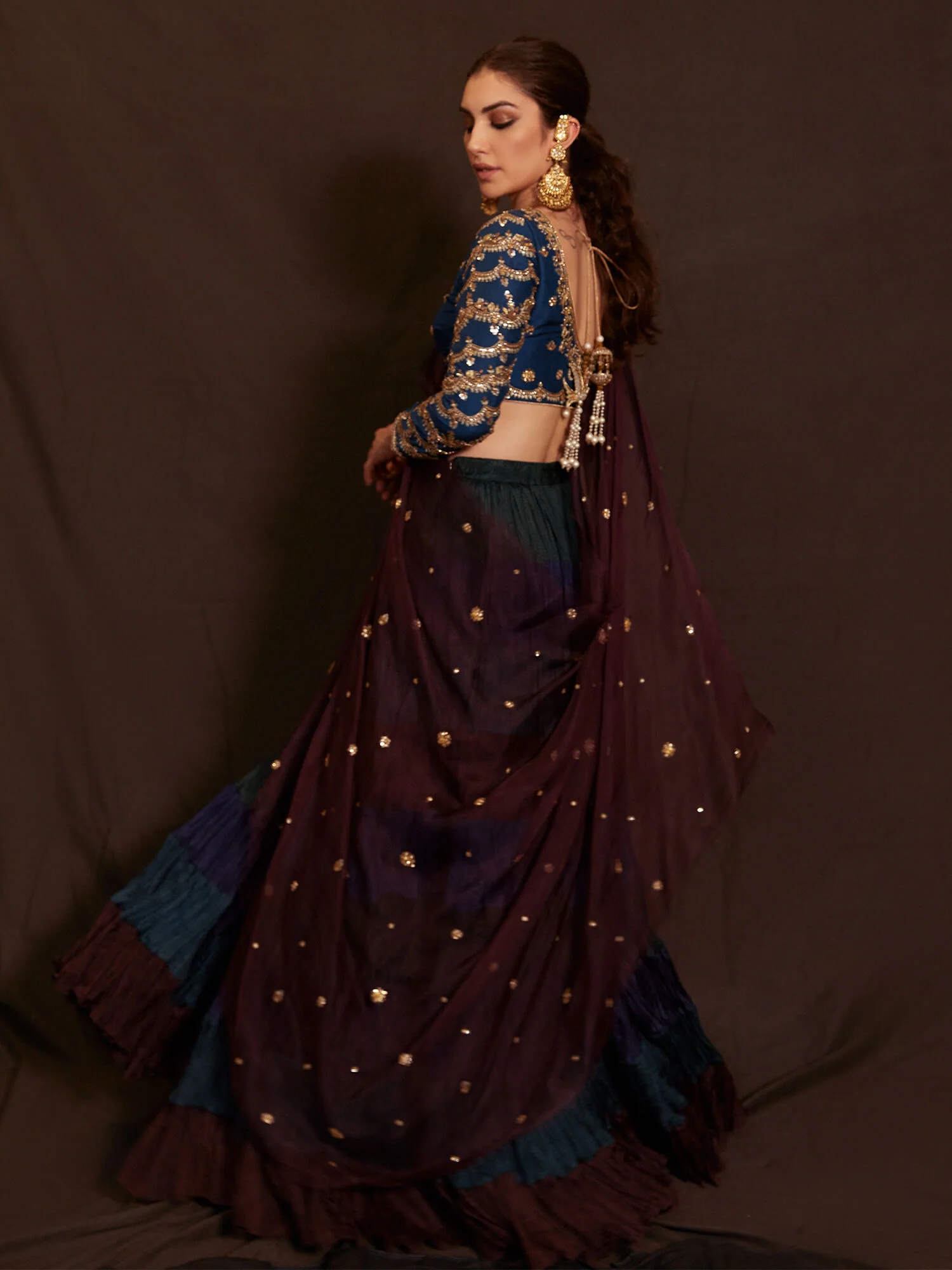 BLOUSE, CRUSHED GHAGRA & DUPATTA - Image 3