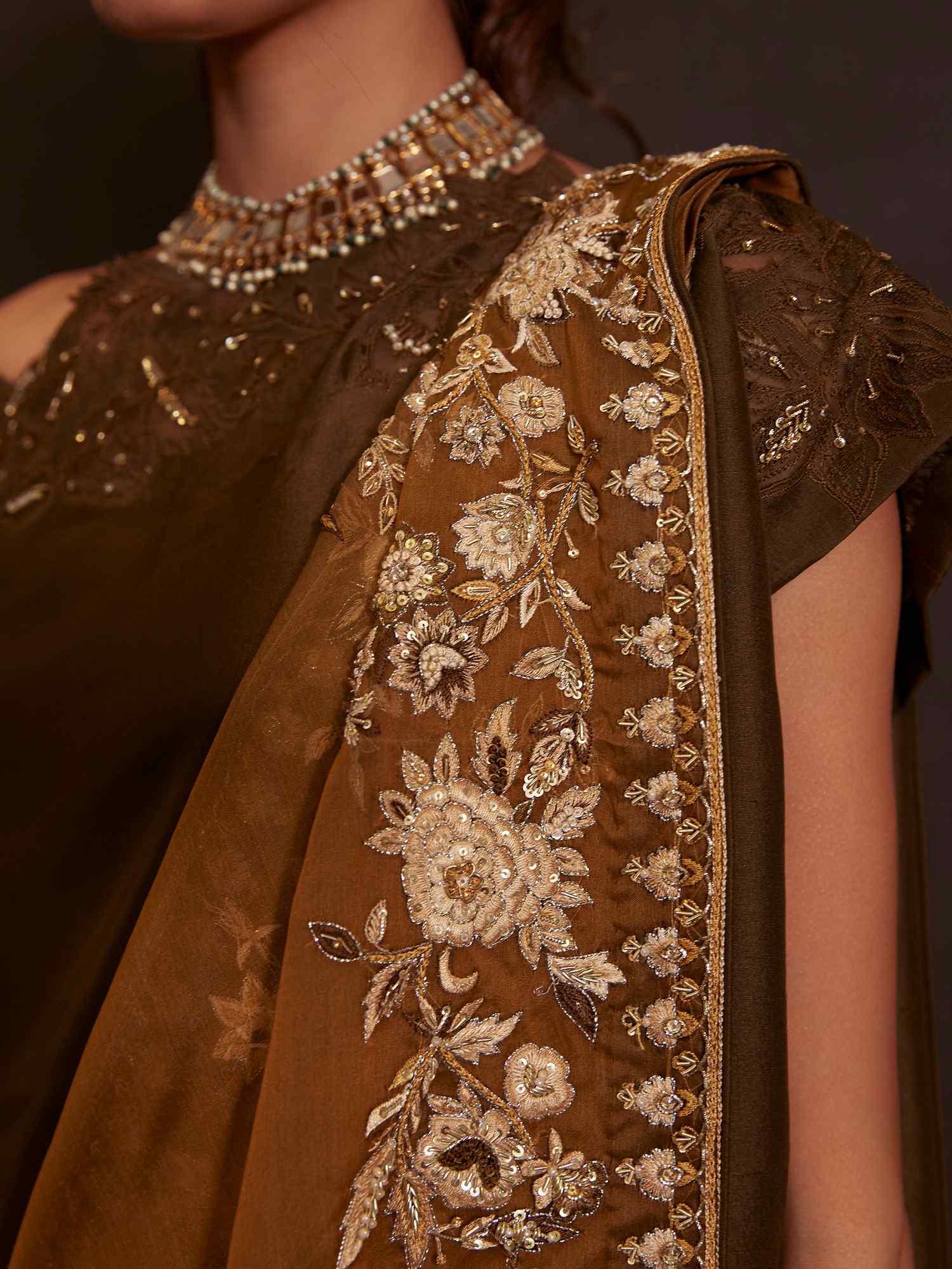 OFF SHOULDER, PANTS & DRAPED DUPATTA - Image 2