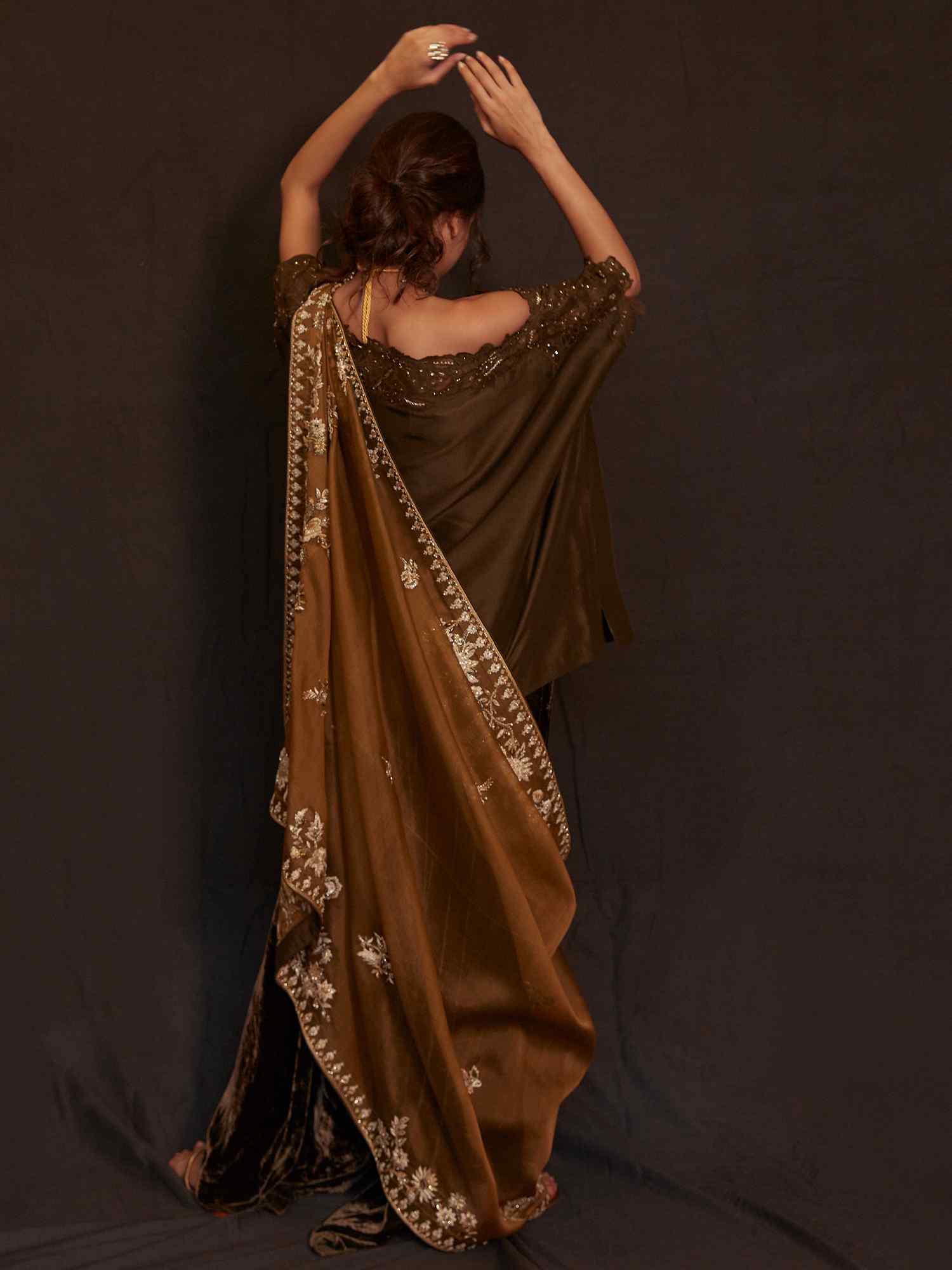 OFF SHOULDER, PANTS & DRAPED DUPATTA - Image 4