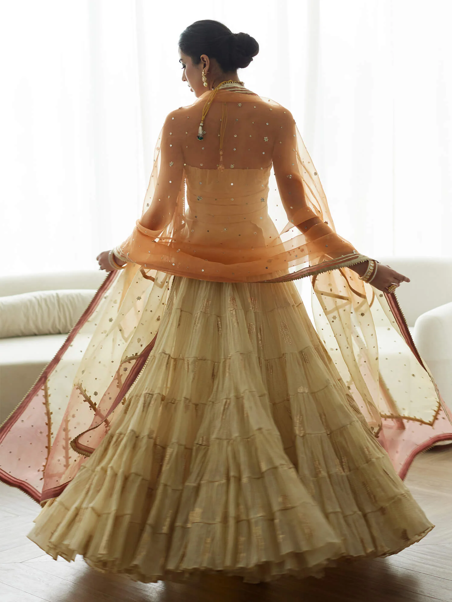 STRAPLESS TOP, CRUSHED GHAGRA & DUPATTA - Image 4